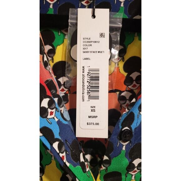 Alice+Olivia Willa 100% Silk Button Down Blouse Face Print NWT MSRP $375 Size XS - Picture 13 of 13